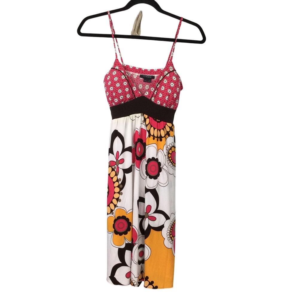 My Michelle Hippie Retro Boho Whimsical Empire Waist 90's Sheer Floral Dress M